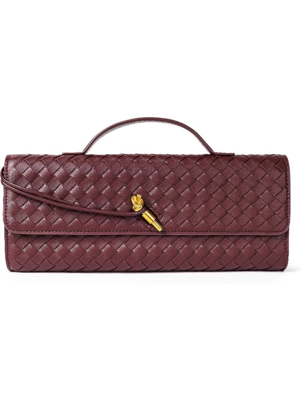 〽️Women's Wine Clutch Purse Woven Vegan Leather Formal Evening Crossbody Bags